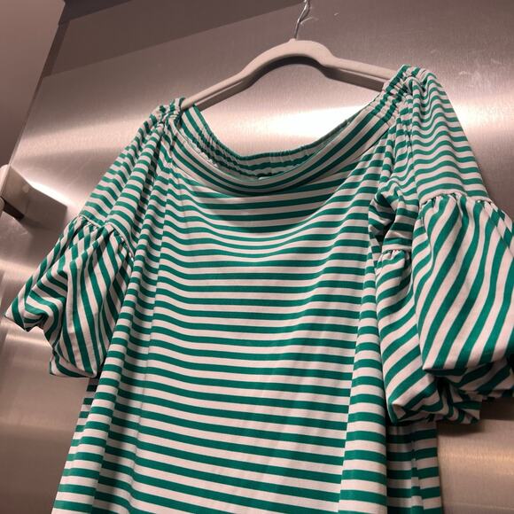 Donna Morgan stripe green tunic blouse size 12 - Picture 2 of 4